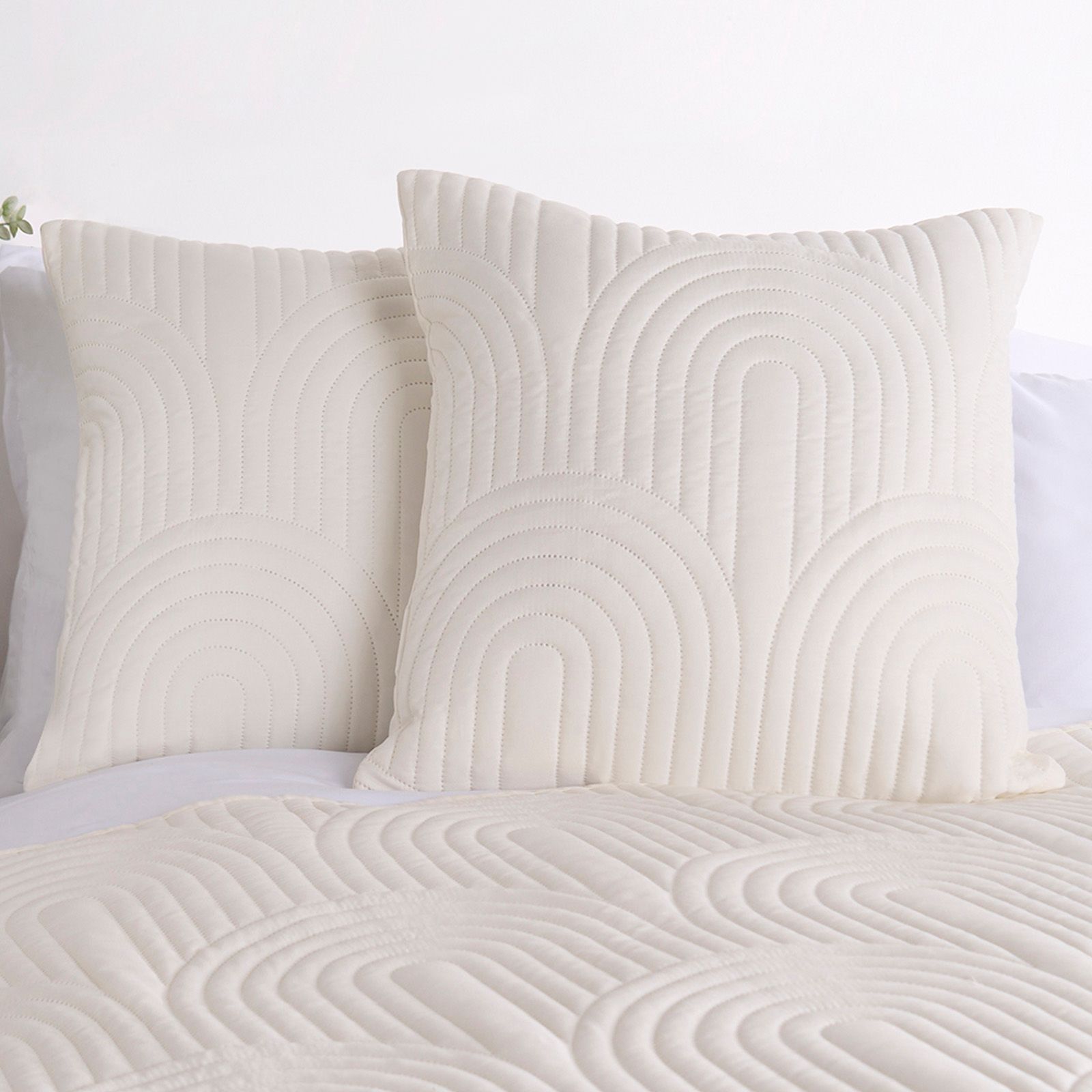 OHS 2 Pack Arches Pinsonic Filled Cushion Covers in Cream