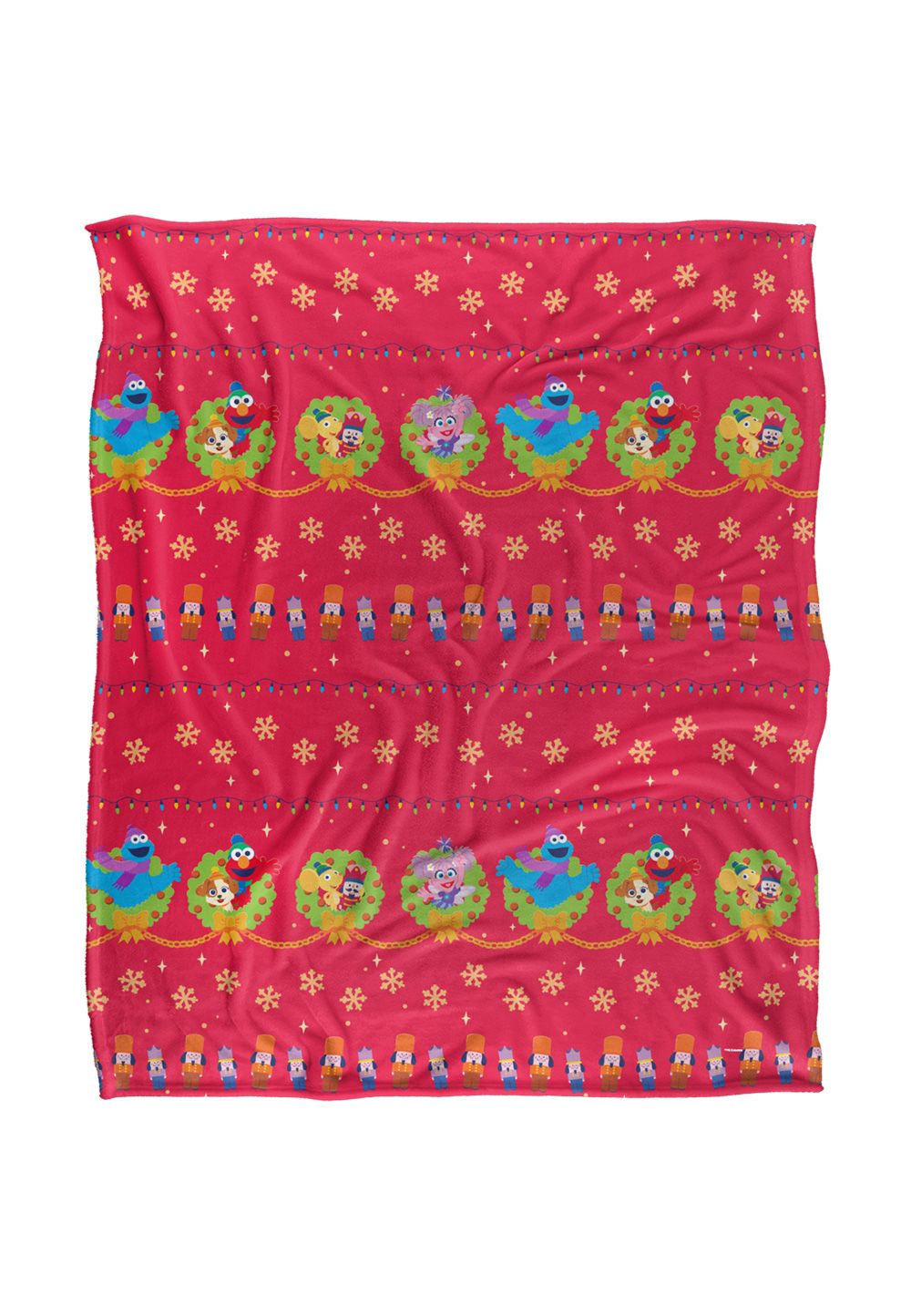 Sesame Street Furry Friends Forever Wreath Pattern Silky Touch Super Soft Throw Blanket 152 X 127 cm in White