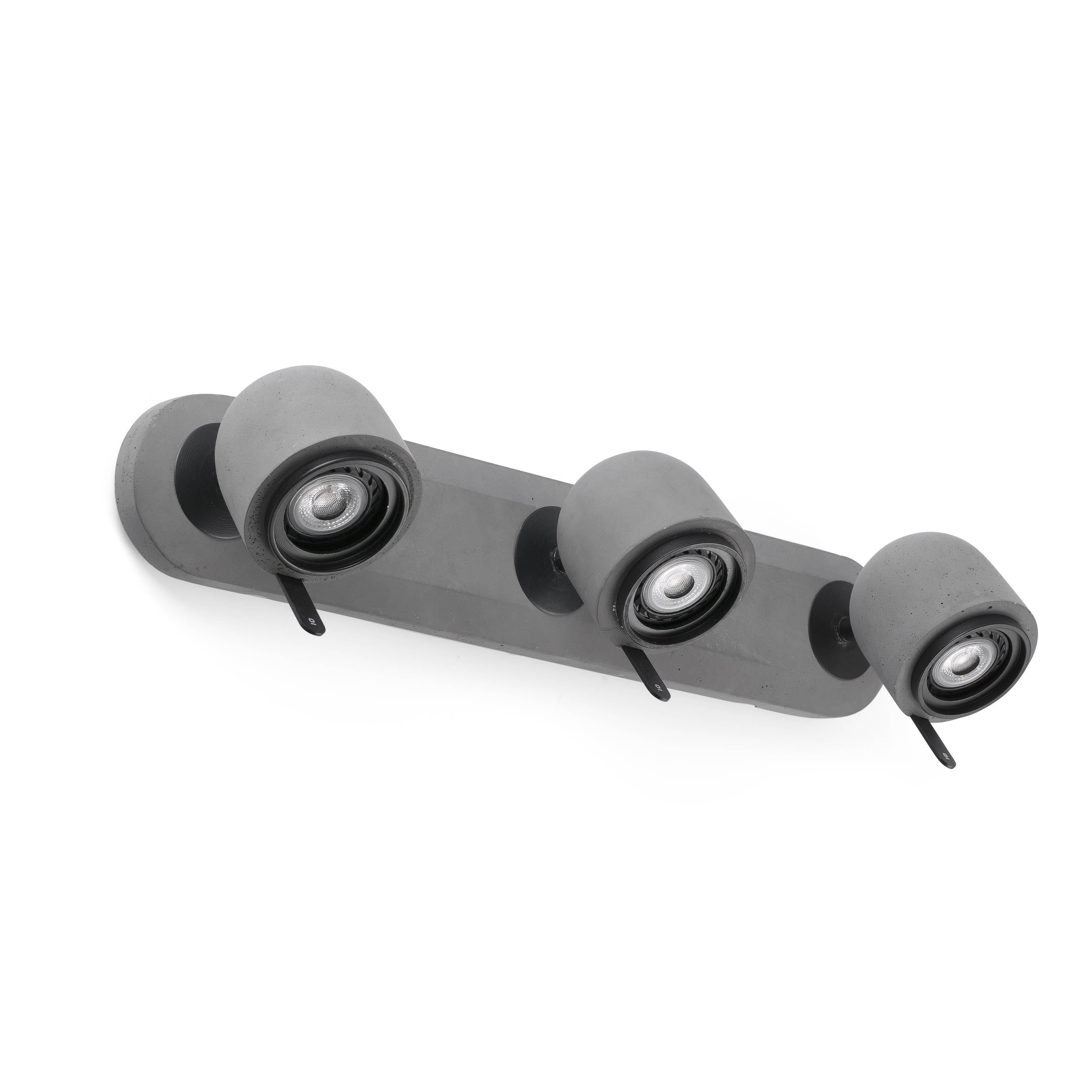 Netlighting Stone 3 Light Indoor Adjustable Wall Spotlight Grey GU10