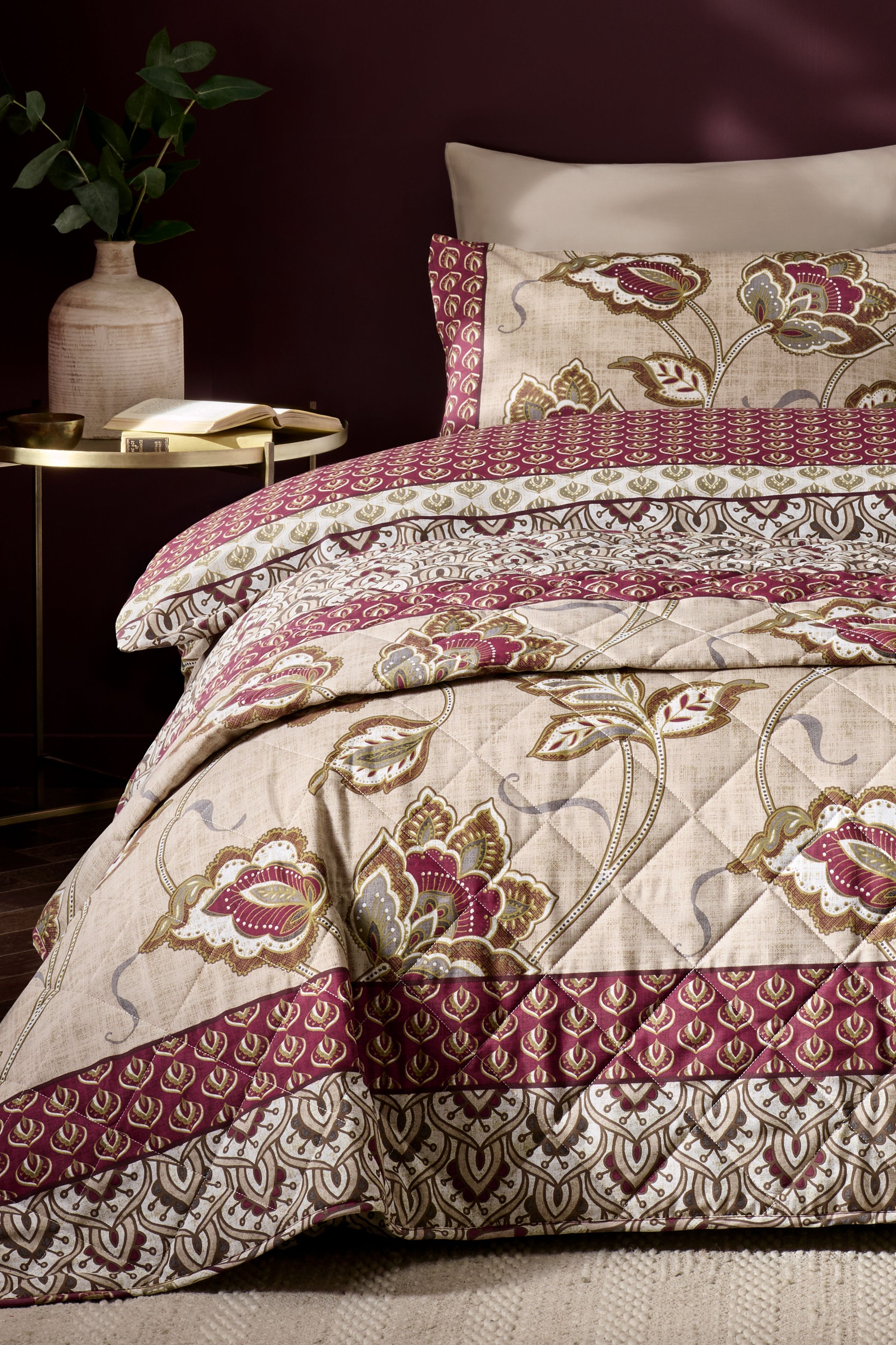 Catherine Lansfield 'Kashmir Paisley Floral' Bedspread in Natural