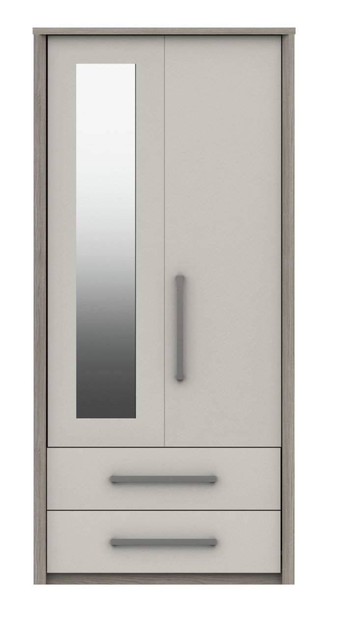 Grasmere 2 Door 2 Drawer Mirror Wardrobe - White