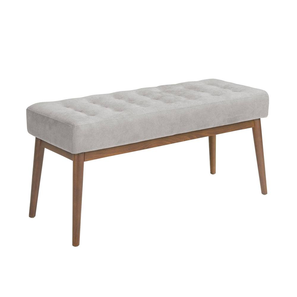 Angel Cerda Dark Grey Fabric Stool with Walnut Legs