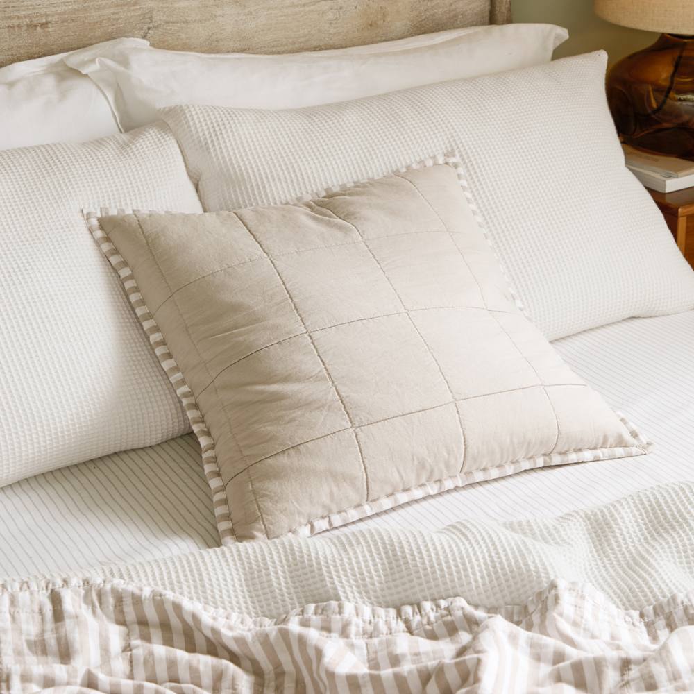 Yard Hebden Striped 100% Cotton Cushion in Natural