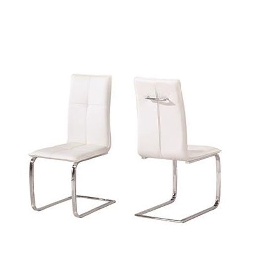 Foster Dining Chair In White Faux Leather In A Pair