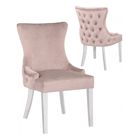 Leo Taupe Velvet Dining Chairs In Pair