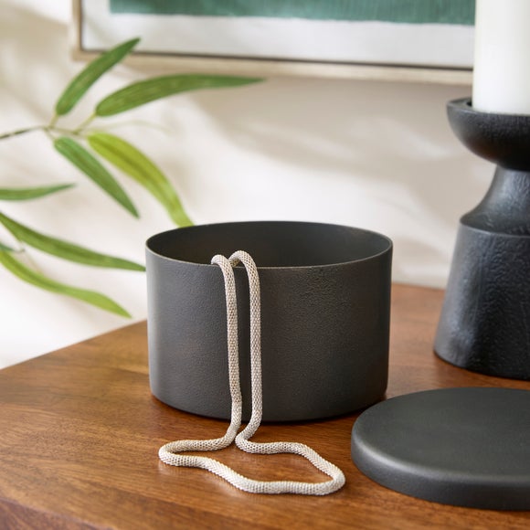 Black Metal Wide Storage Jar