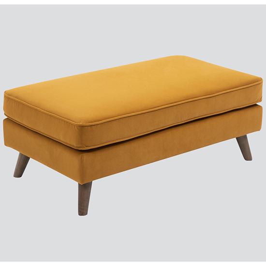 Zurich Velvet Upholstered Footstool In Ochre