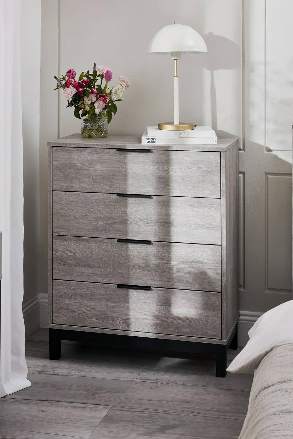 Julian Bowen Bali 4 Drawer Chest in Light Grey