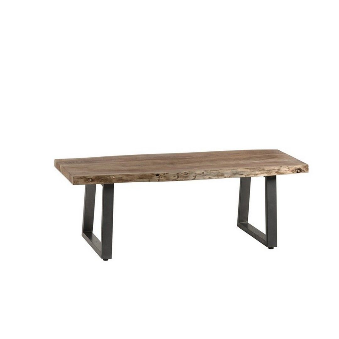 Indian Hub Baltic Live Edge Coffee Table - Metal/Acacia Solid Wood - L50 x W115 x H40 cm in Brown