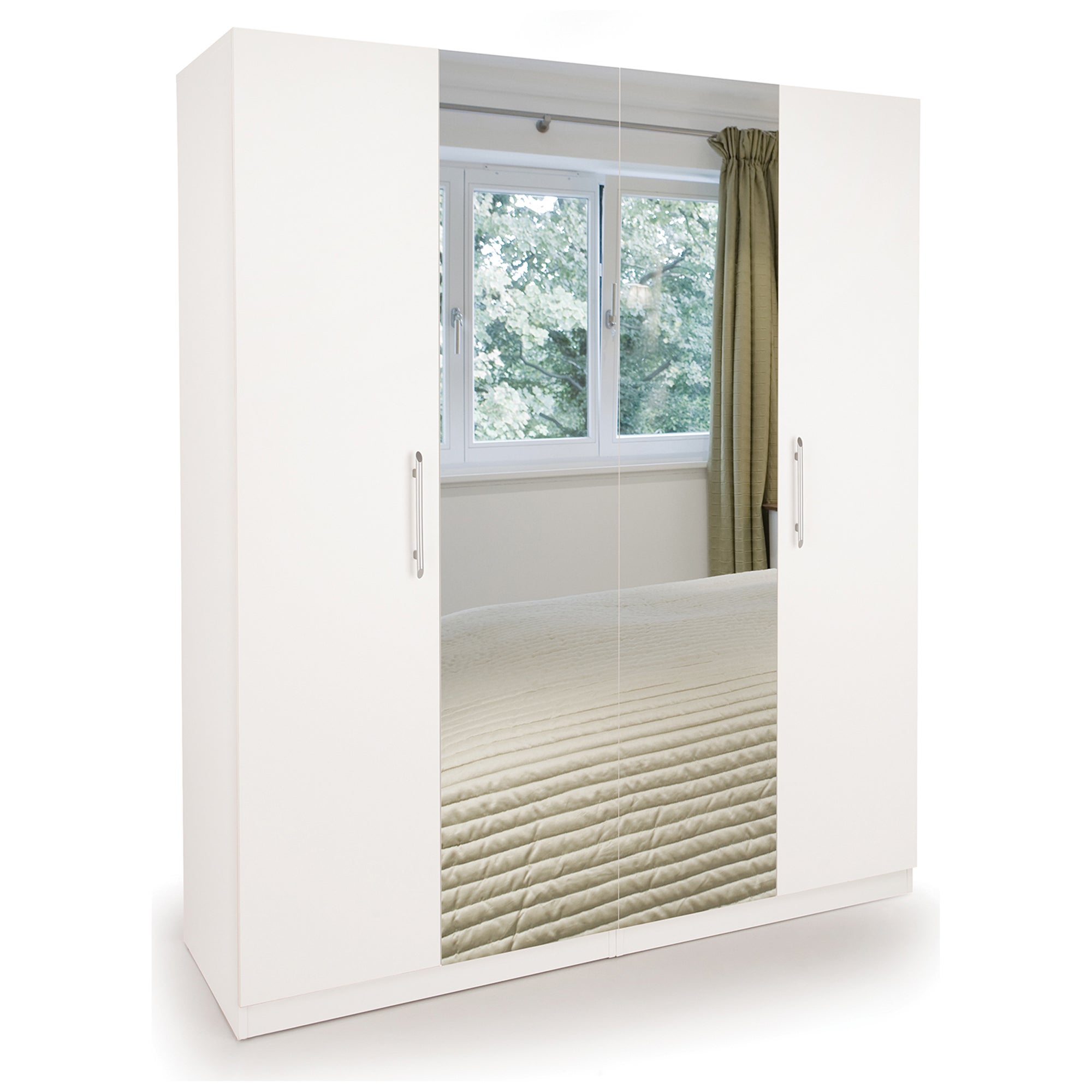 Acton 4 Door Mirror Wardrobe White