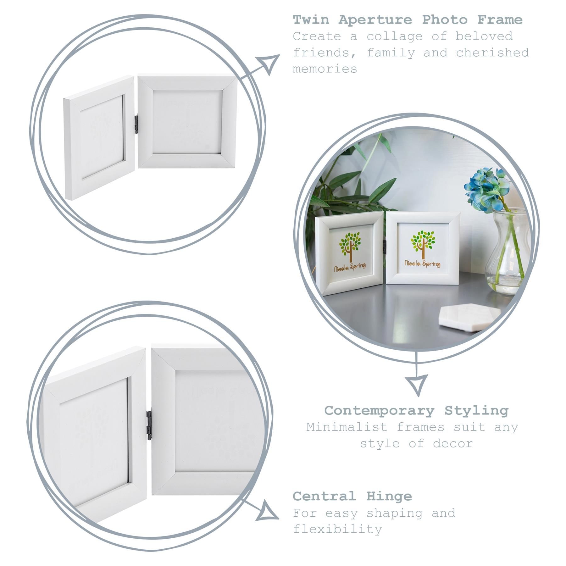 Nicola Spring Folding 2 Photo Frame - 4 x 4" - Pack of 1 in Black 2