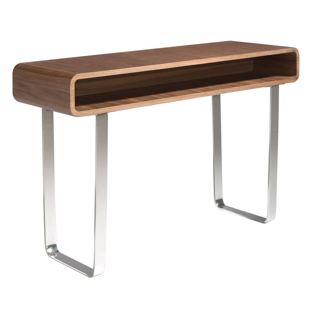 Angel Cerda Walnut Veneer Console Table with Chrome Legs in Brown