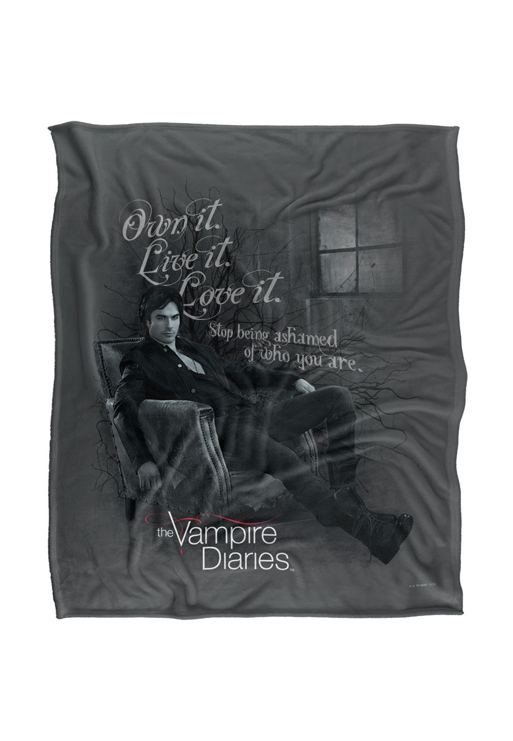 Warner Brothers Vampire Diaries Be Yourself Silky Touch Super Soft Throw Blanket in White