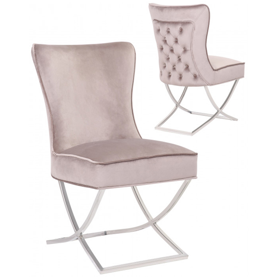 Cavalli Taupe Velvet Dining Chairs In Pair