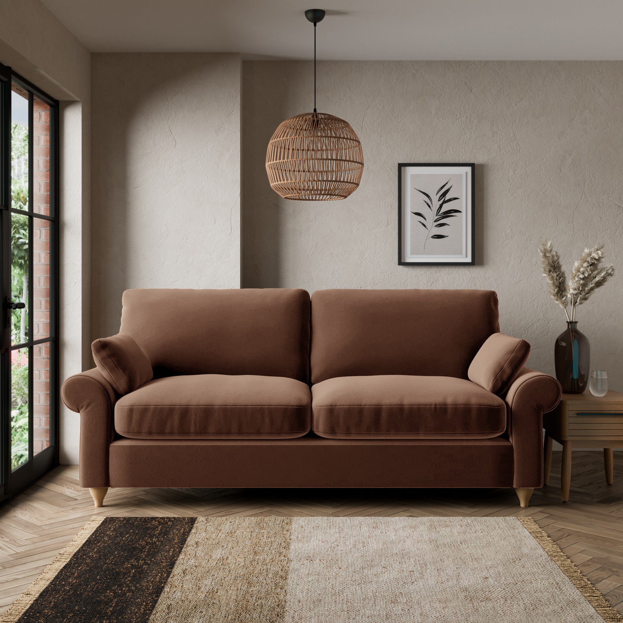 Salisbury Luxury Velvet 3 Seater Sofa Luxury Velvet Pinecone
