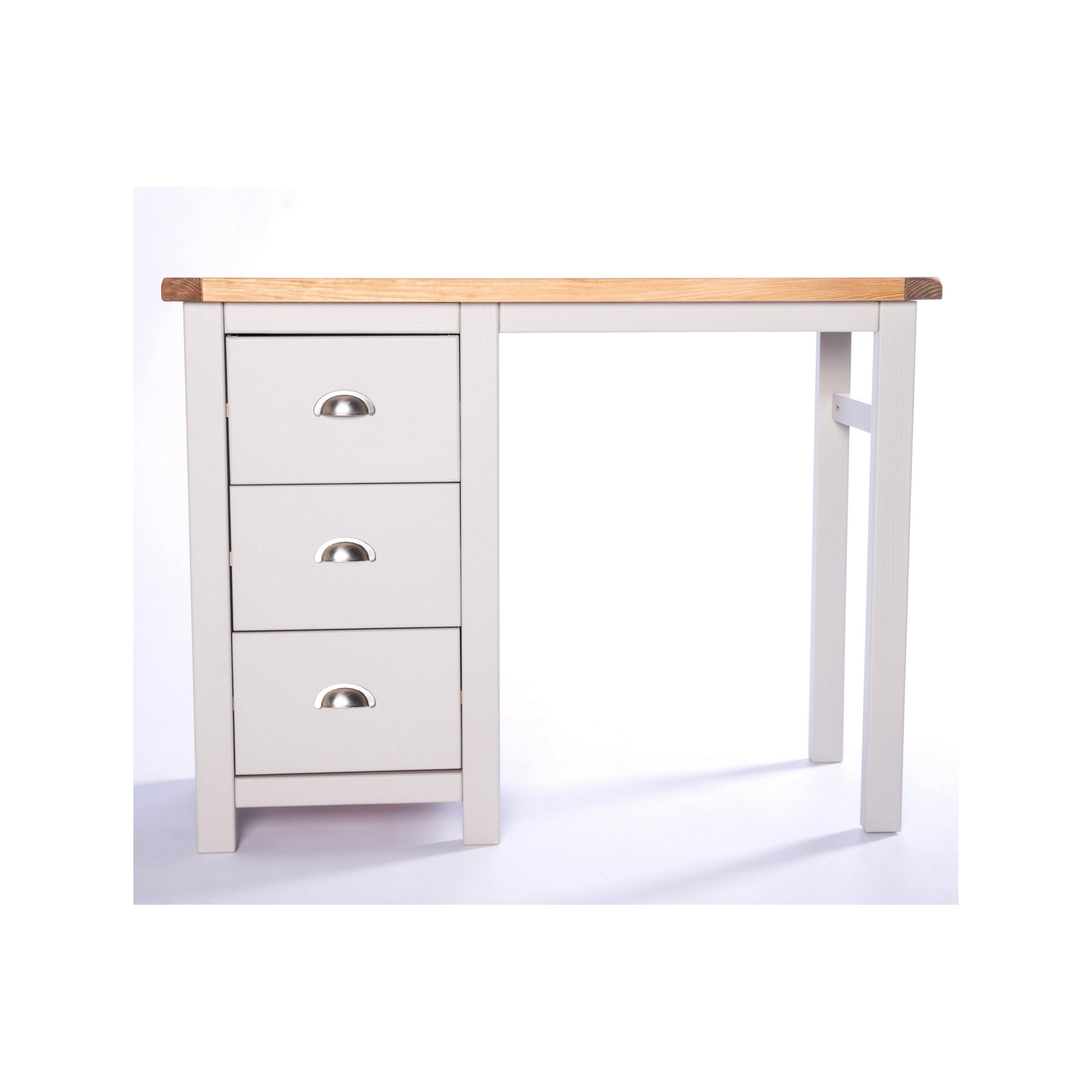 Cabinet Bits Argenta 3 Drawer Desk - Dressing Table Chrome Cup Handle in Light Grey