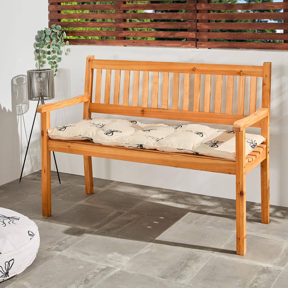 OHS Printed 2 Seater Outdoor Bench Cushion Garden Furniture Seat in Cream