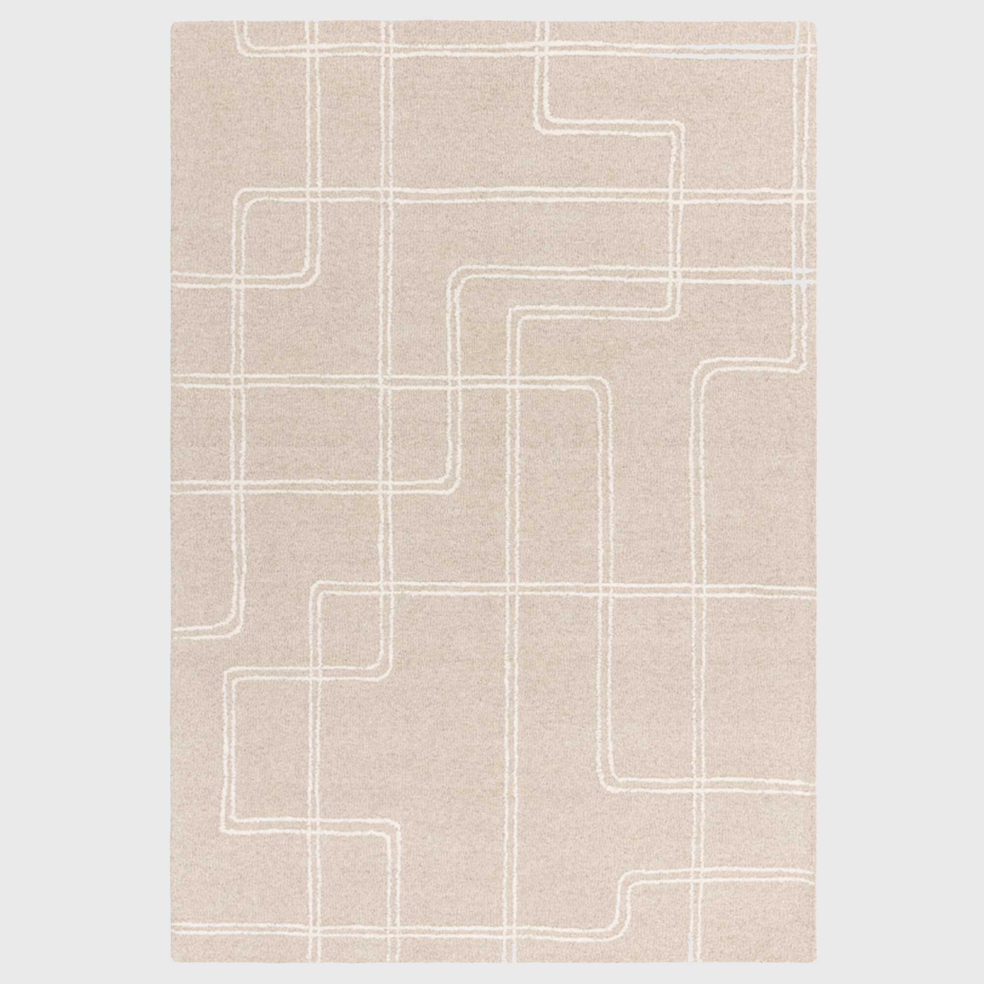 Ayla 160x230cm Rug Sand, Square, Neutral Wool | Barker & Stonehouse