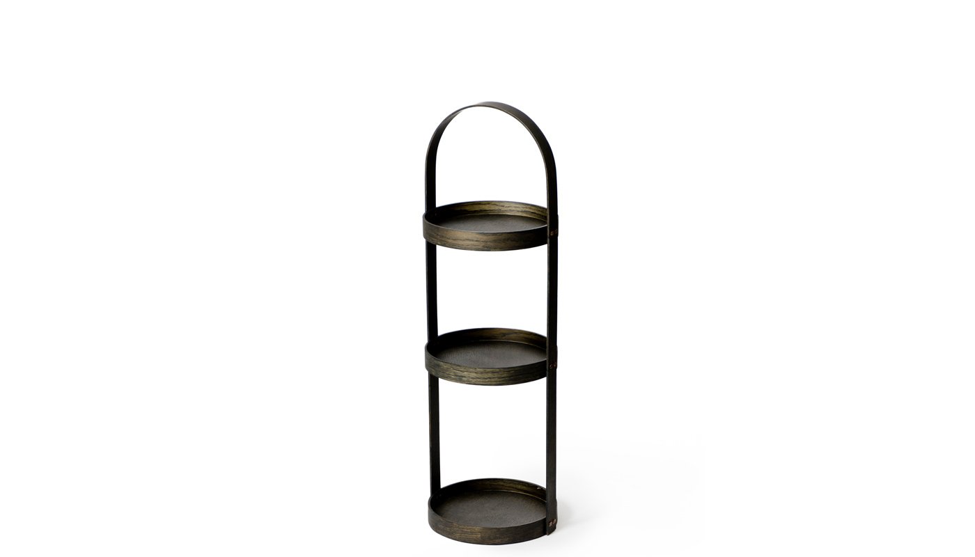 Wireworks Dark Oak Round Caddy 3 Tray Mezza