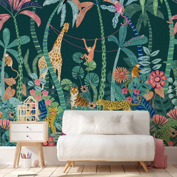 Equatorial Jungle Green Wall Mural