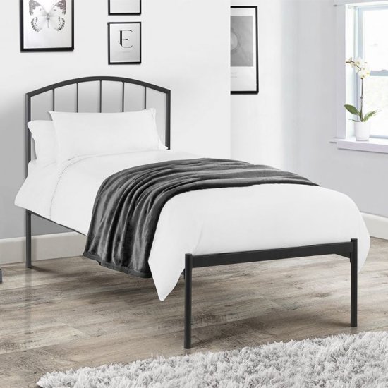 Onyx Metal Single Bed In Satin Grey