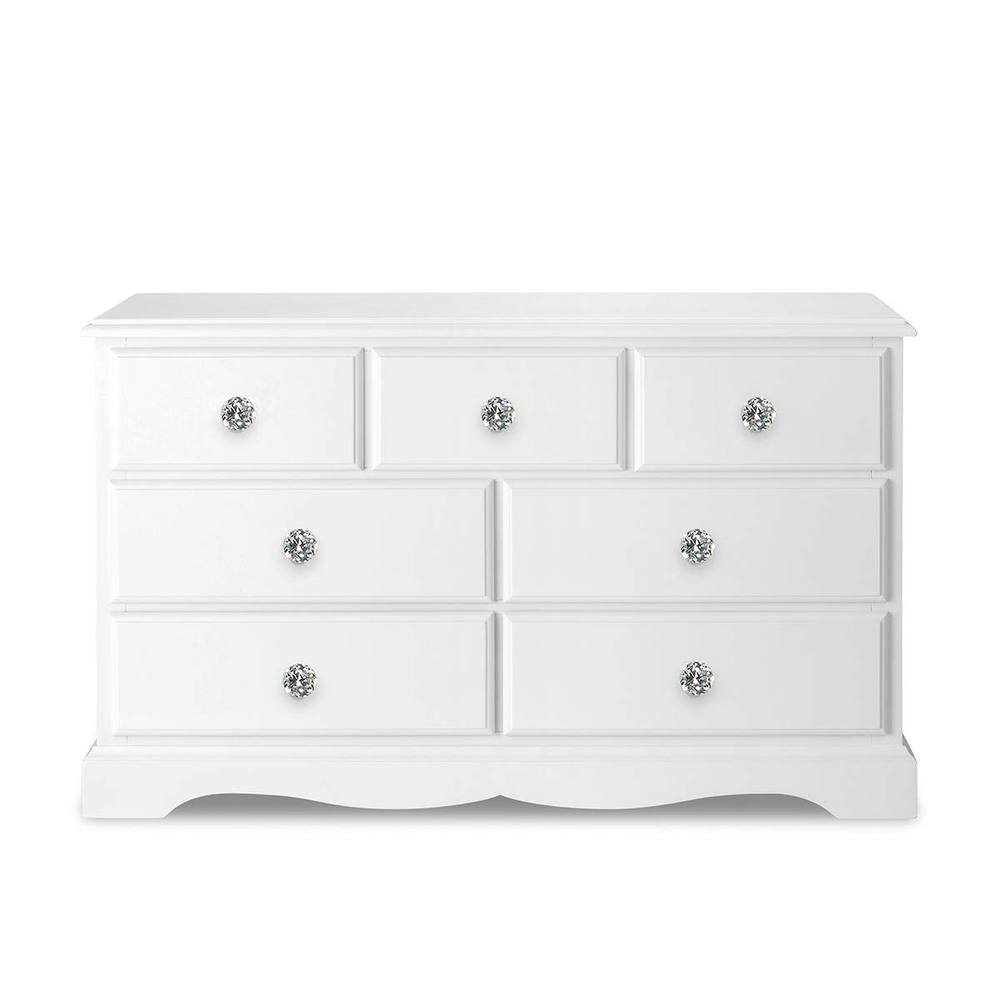 Statement Furniture Romance 3 Over 4 Chest of Drawers with Crystal Handles in Cool White