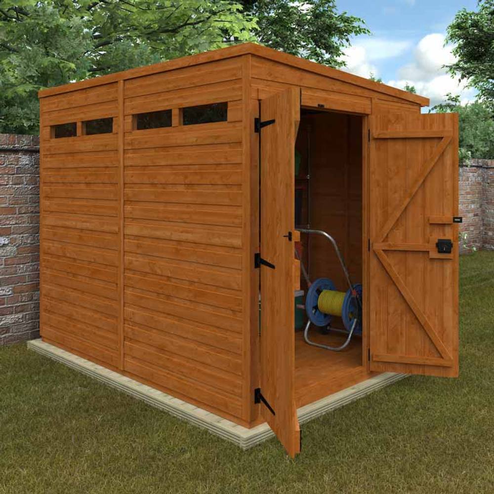 Buttercup Farm 8x6 Flex Pent Security Doubel Door 12mm Flex - L238.8 x W175 x H203 cm in Burnt Orange 6