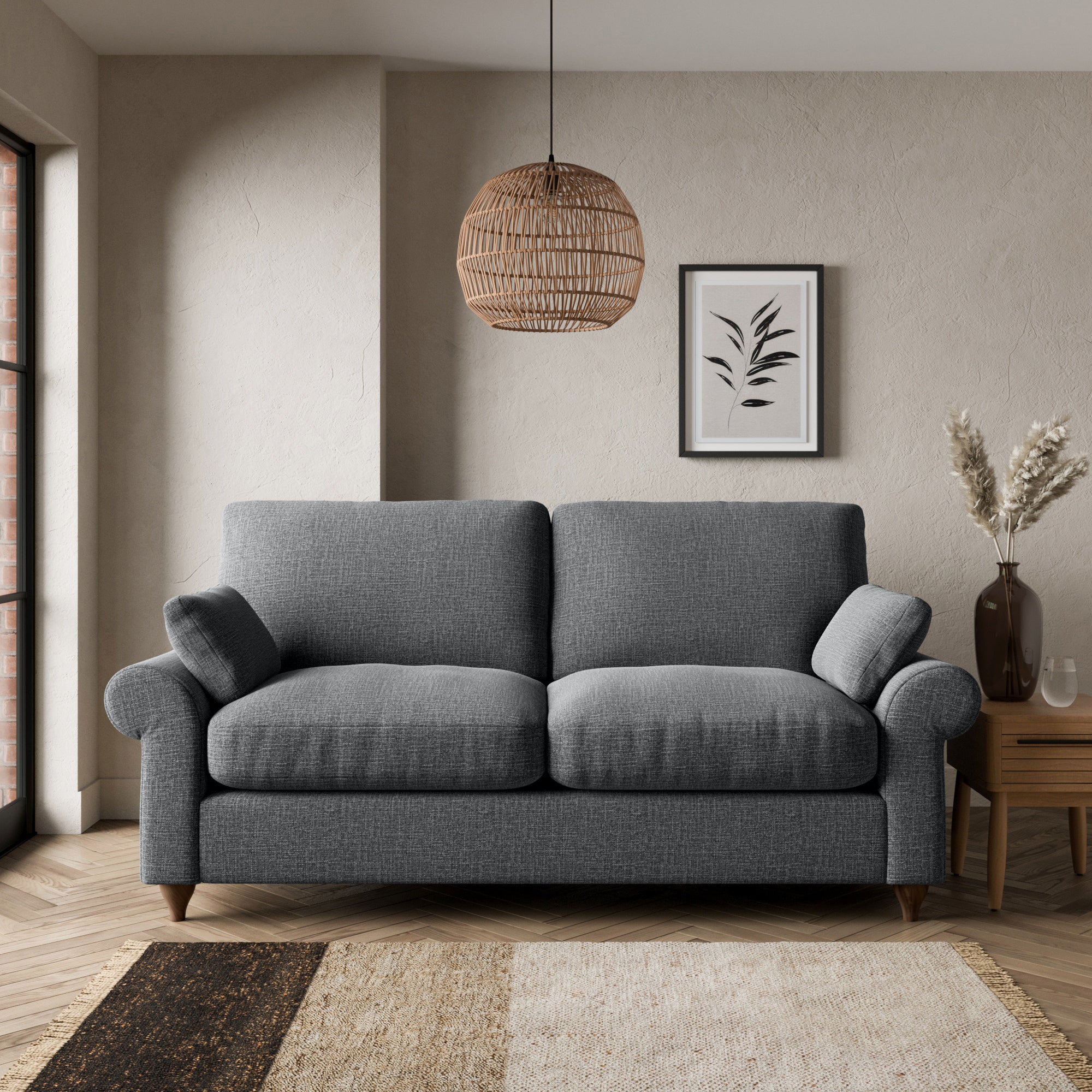 Salisbury Slub Cotton Blend 2 Seater Sofa Bed Black