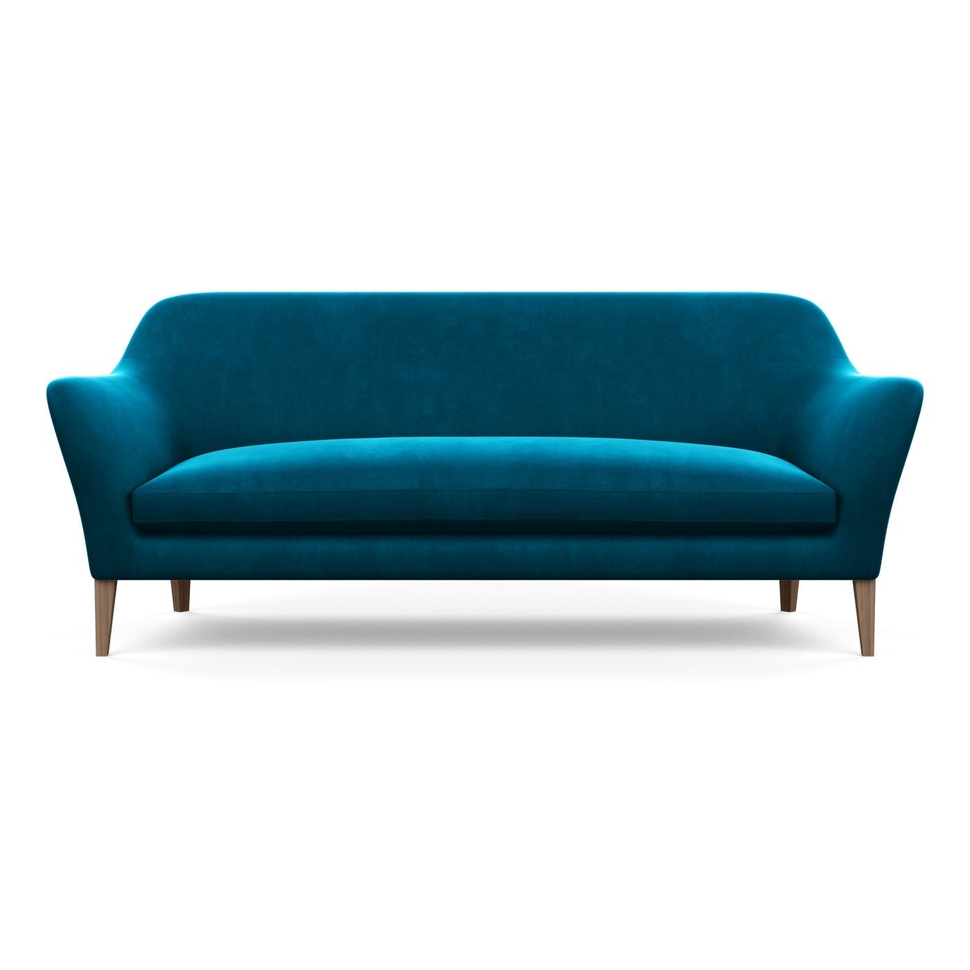 Heal's Wallis 4 Seater Sofa Velvet Teal Walnut Feet 2