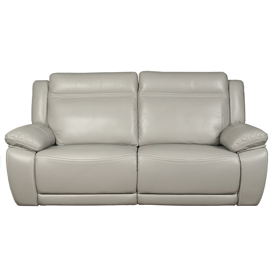 Baxter Recliner 3 Seater Sofa In Light Grey Leather Air Fabric