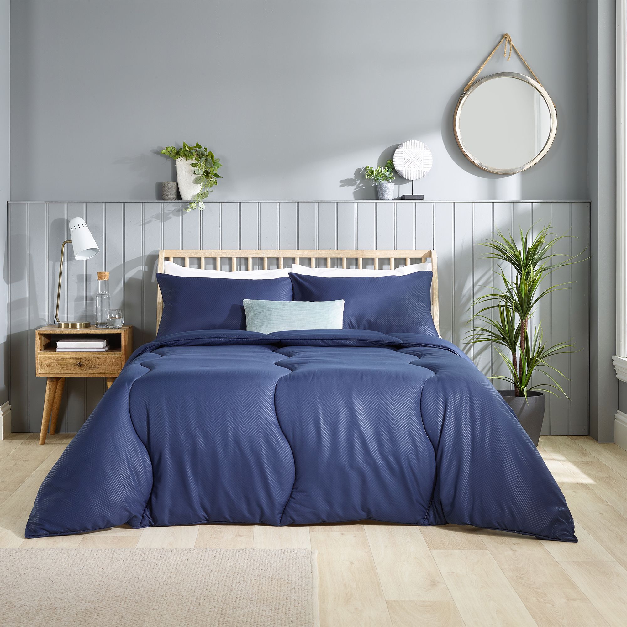Slumberdown Coverless Comfort Herringbone Navy 10.5 Tog Duvet