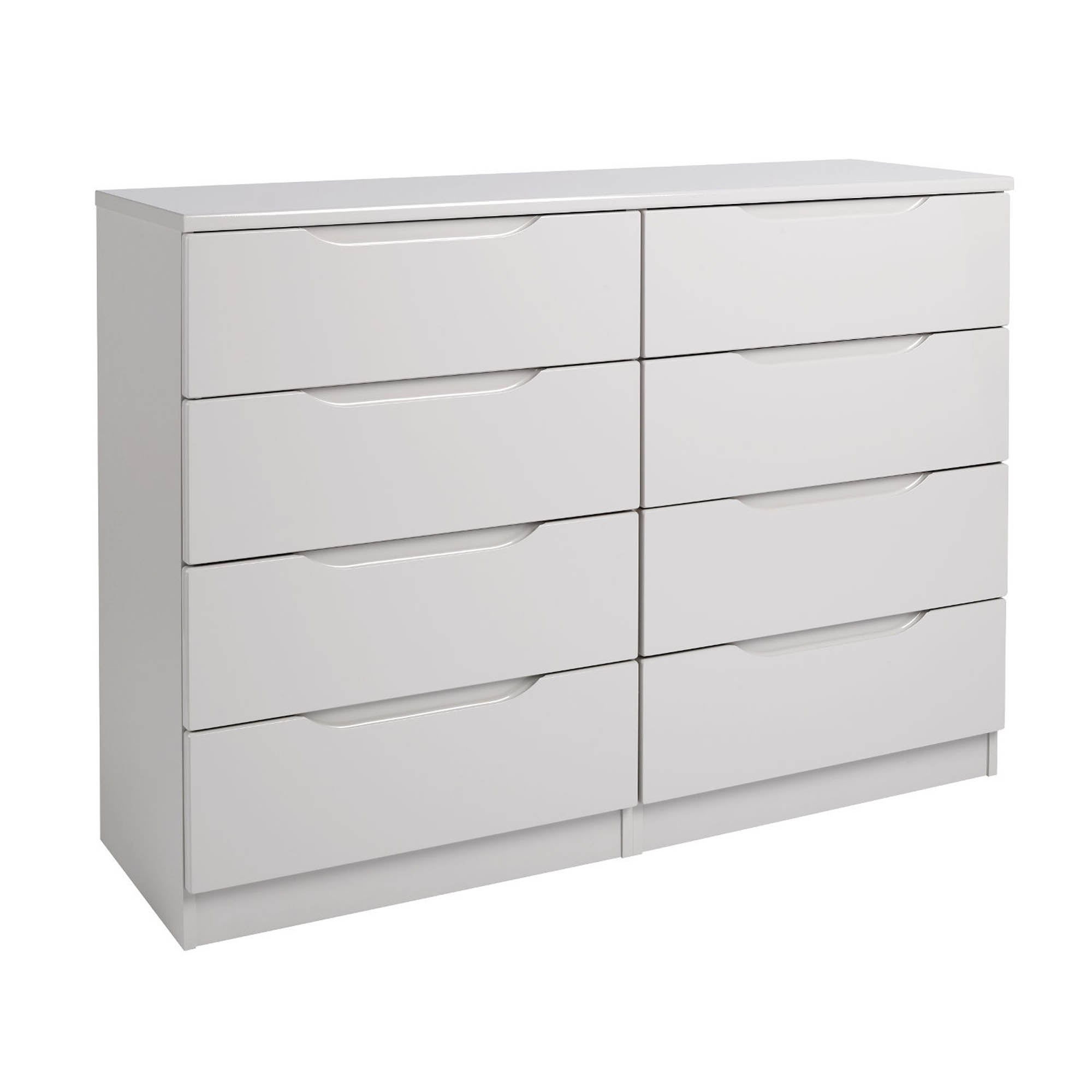 Legato Light Grey Gloss 8 Drawer Wide Chest Cream