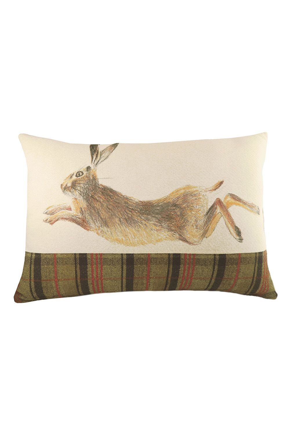 Evans Lichfield Hunter Leaping Hare Hand-Painted Watercolour Printed Cushion