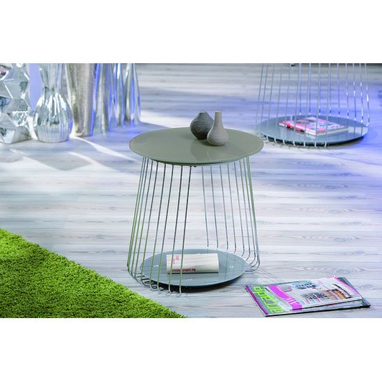 Rivoli Glass Top End Table With Satin Chrome