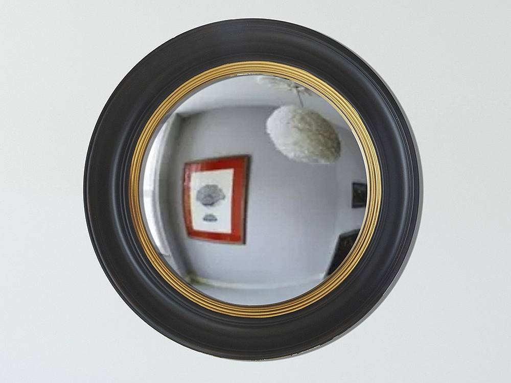 Vente-unique Witch Mirror In Paulownia Wood - D. 66 Cm - Black & Gold Brass