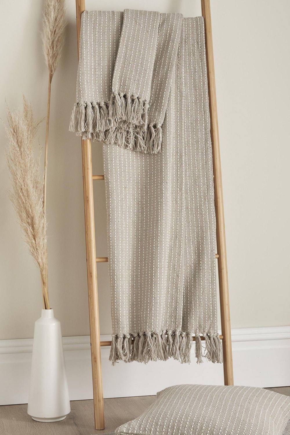 Drift Home 'Quinn' Subtle Woven Stripe Throw in Natural
