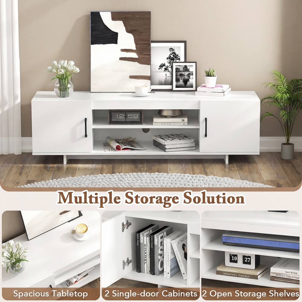 Costway TV Stand for TVs up to 70" 152 cm Entertainment Center w/ Power Outlet in White 5