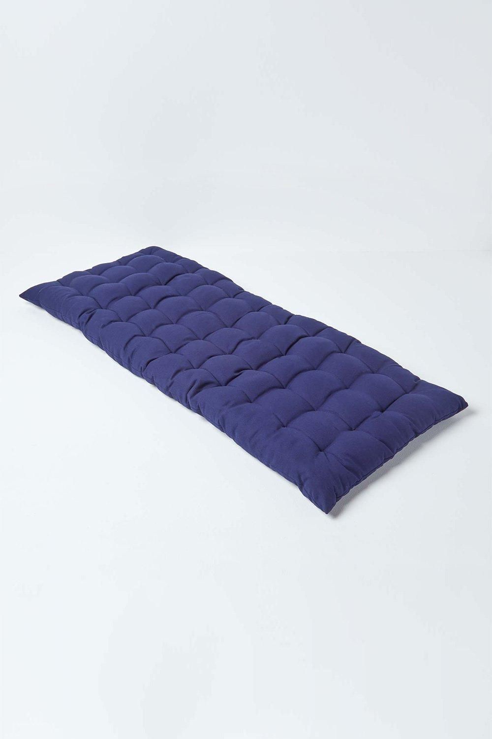 Homescapes Garden Bench Cushion Luxury 2 Seater Cotton Indoor Outdoor Pad, 108 x 42cm in Navy