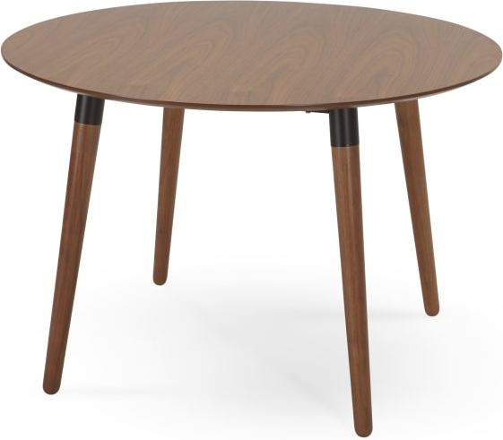 Edelweiss Round Dining Table, Walnut and Black