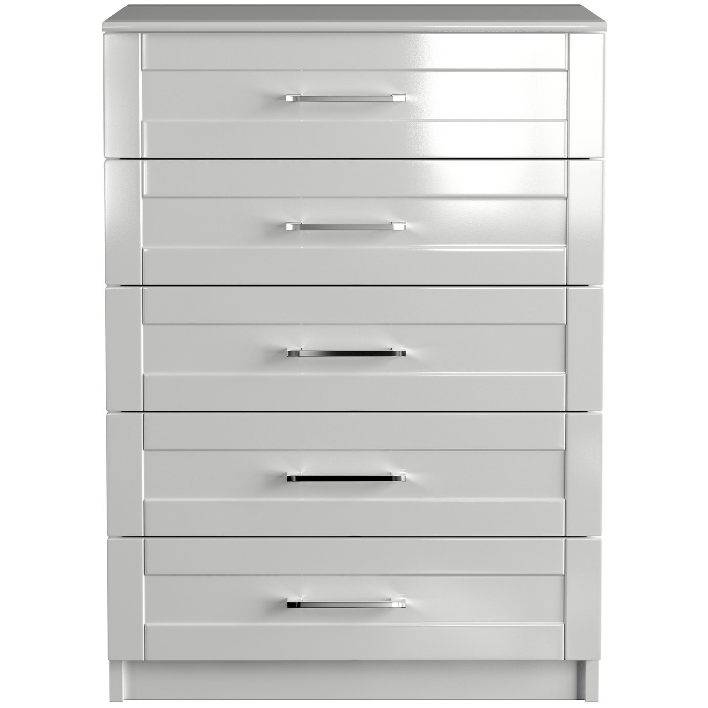 One Call Colby Gloss 5 Drawer Chest of Drawers - White