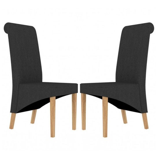 Amelia Charcoal Fabric Dining Chair In Pair