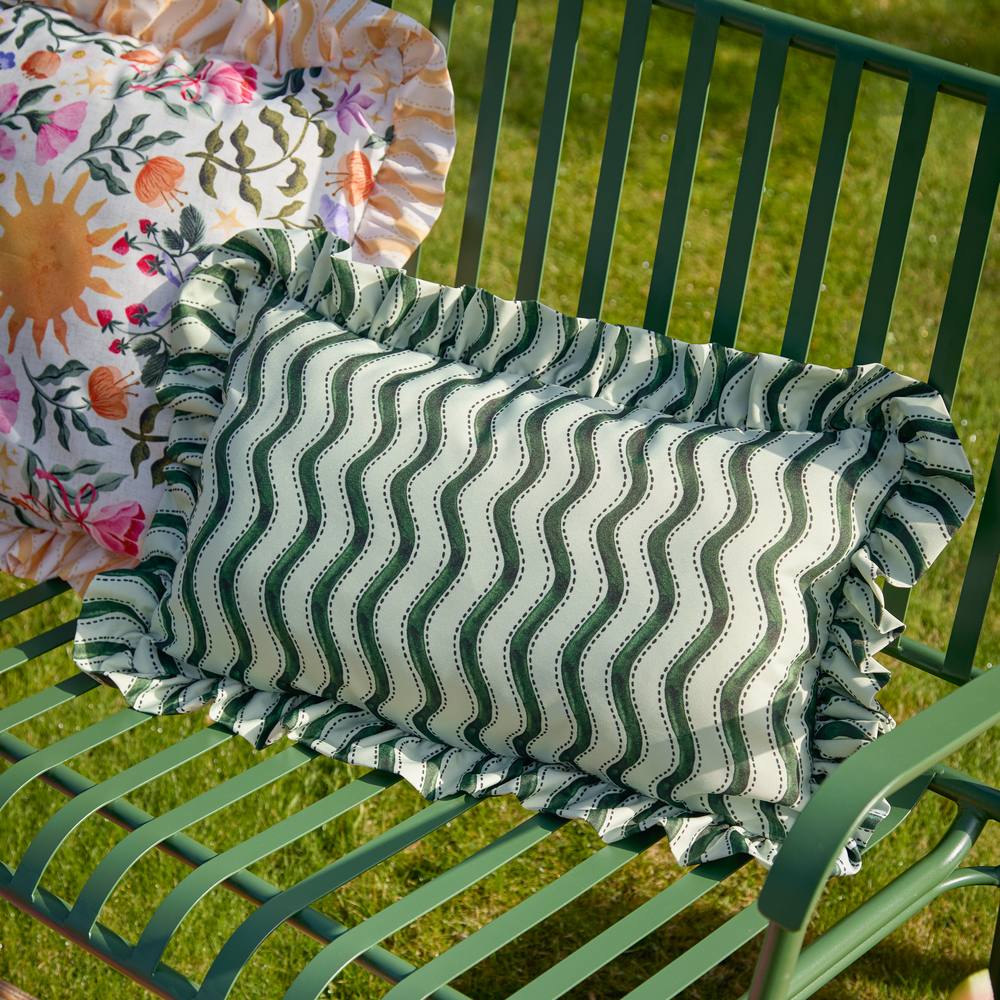 Furn Summer Solstice Wiggly Stripe Outdoor Cushion in Green