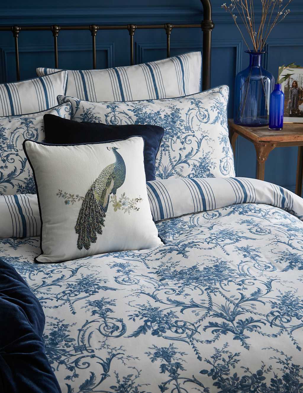 Laura Ashley 2 Pack Pure Cotton Tuileries Pillowcases Blue Mix