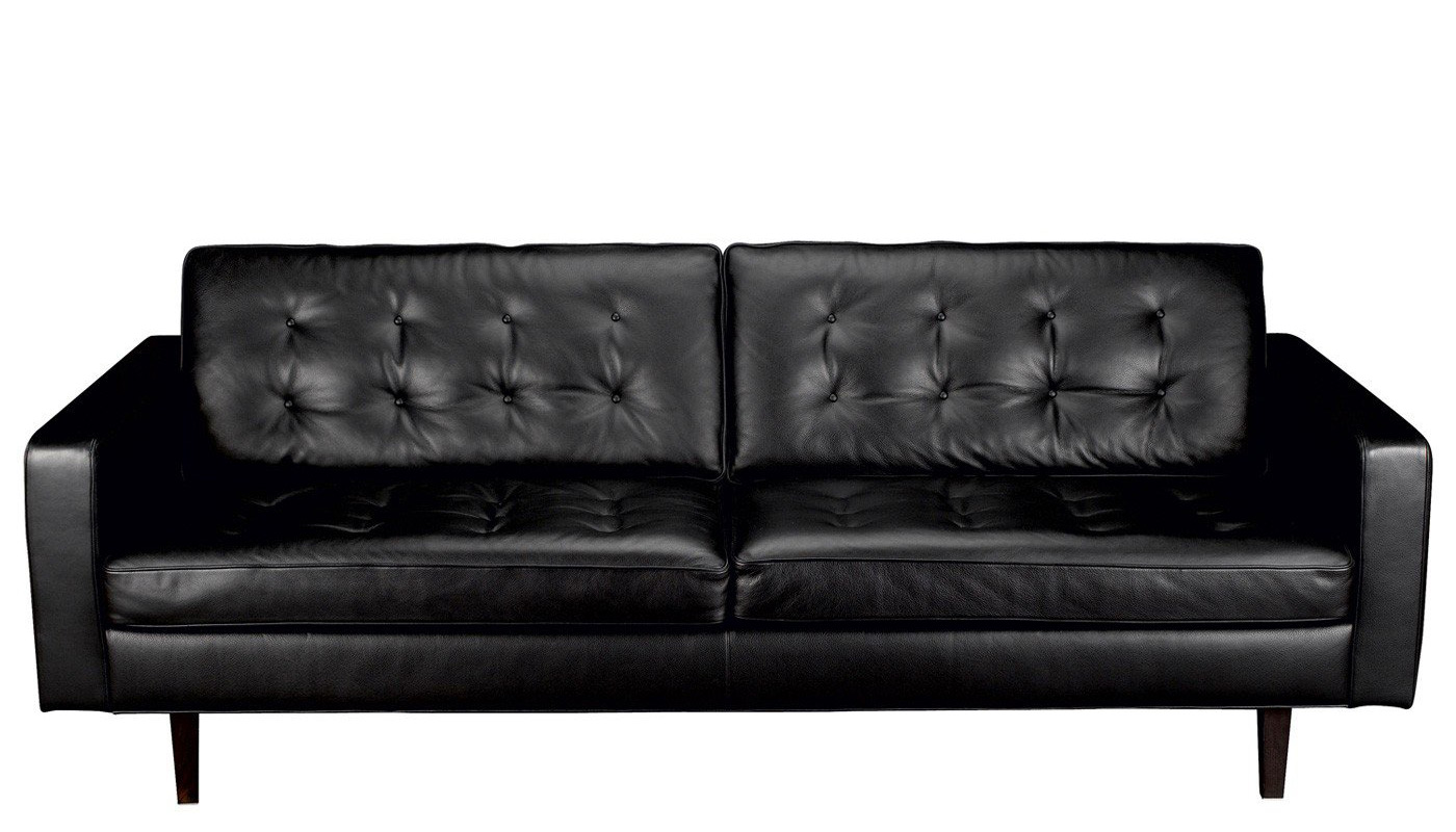 Heal's Hepburn 4 Seater Sofa Leather Hide Graphite 7181 Walnut Feet