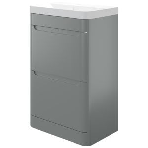 Wickes Malmo Dust Grey Freestanding J Pull Compact Vanity Unit & Basin - 500 x 350mm