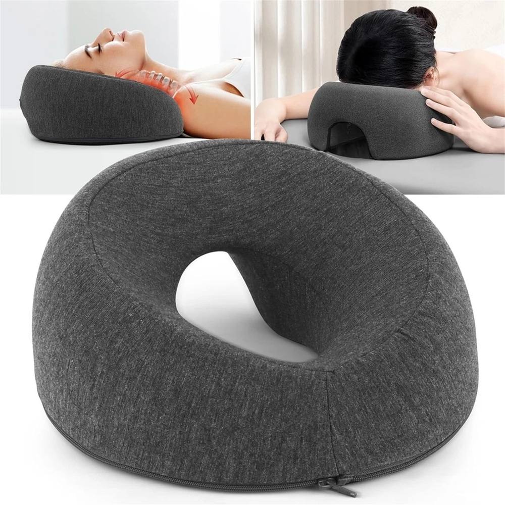 Nordara Memory Foam Face Down Pillow Ergonomic Desk Nap Massage Headrest in Dark Grey