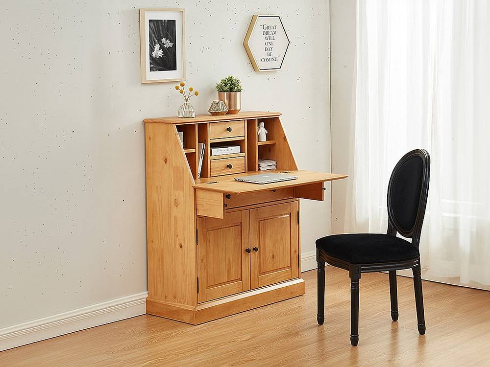 Vente-unique Secretary Desk - Pine & MDF - Light Natural Colour - CLEORE in Light Oak