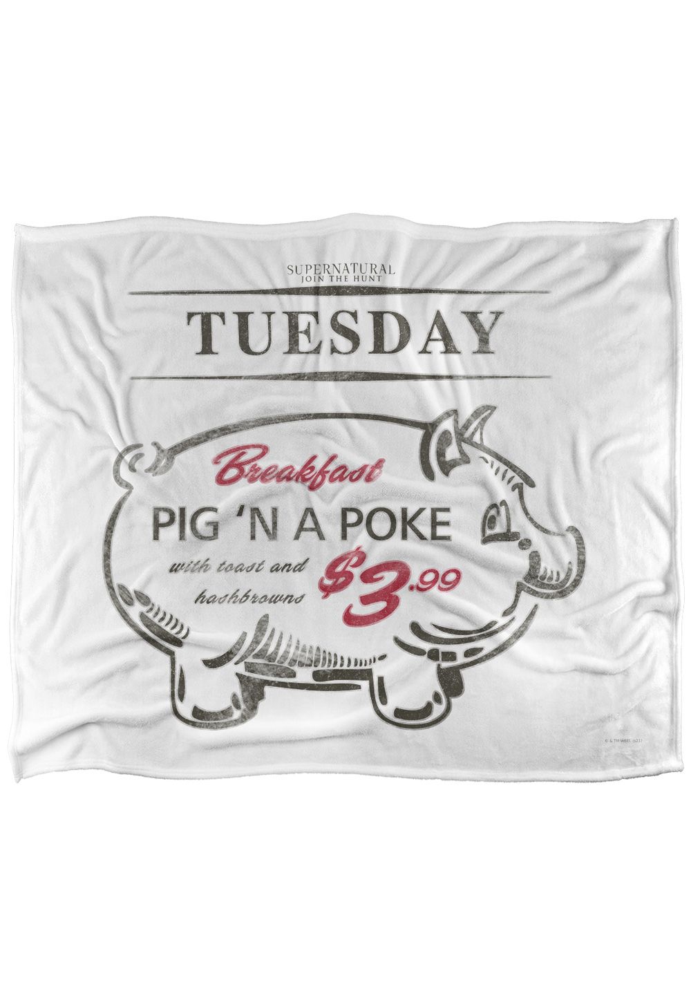 Supernatural Pig 'N' Poke Officially Licensed Silky Touch Super Soft Throw Blanket 152x127 cm in White