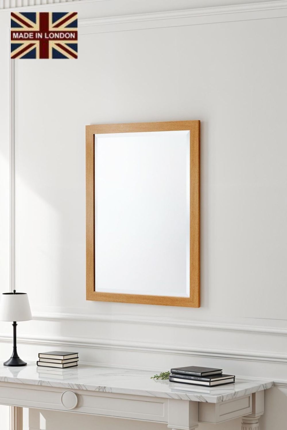 Yearn Mirrors Oak Effect Slim Framed Bevelled Mirror in Light Oak