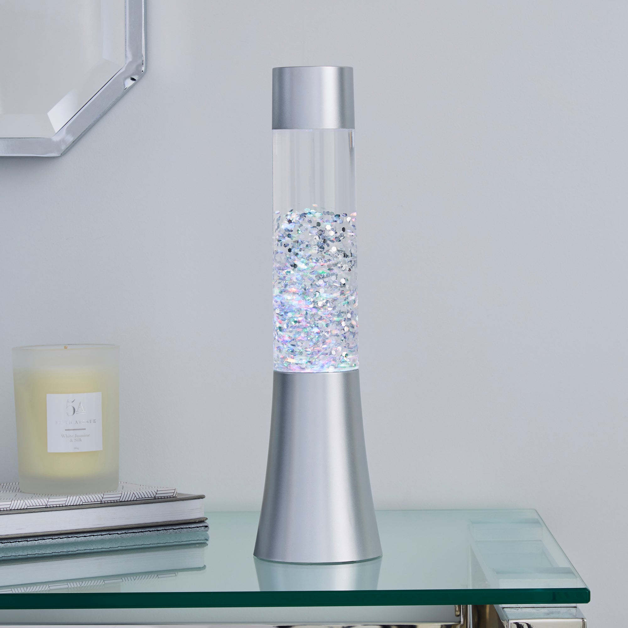Silver Glitter Lamp Silver